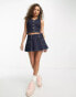 ASOS DESIGN co-ord denim mini skirt with pleats in blue