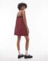 Фото #2 товара Topshop jacquard lace trim mini slip dress in burgundy