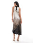 River Island halterneck ombre slip dress in light grey Серый, 40 - фото #4