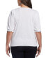 ფოტო #2 პროდუქტის Plus Size Cotton Smocked Elbow Sleeve Top