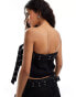 Фото #4 товара COLLUSION festival denim belted bandeau crop top in black