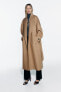 Фото #1 товара Длинное пальто из смесовой шерсти с поясом ZARA