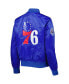 ფოტო #2 პროდუქტის Women's Royal Philadelphia 76ers Classics Satin Full-Snap Jacket