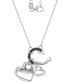 ფოტო #3 პროდუქტის Black Spinel Double Heart & Ring Pendant Necklace (1/5 ct. t.w.) in Sterling Silver, 16" + 2" extender