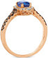 ფოტო #5 პროდუქტის Cornflower Ceylon Blue Sapphire (5/8 ct. t.w.) & Diamond (1/2 ct. t.w.) Oval Halo Ring in 14k Rose Gold