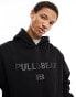 Фото #1 товара Pull&Bear tonal printed hoodie in black