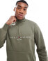 Tommy Hilfiger logo half zip sweatshirt in khaki green