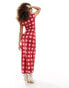 The Frolic check print jersey maxi dress in red and pink