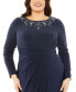 Фото #2 товара Plus Size Long Sleeve Embellished Neckline Jersey Gown