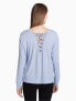 Calvin Klein Women's Long Sleeve Drop Shoulder Top Blue M