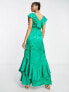 Hope & Ivy ruffle maxi tea dress in vivid green