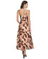 Women's Printed Pleated Asymmetric-Hem Chiffon Halter Dress