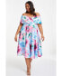 Фото #1 товара Women's Plus Size Scuba Floral Bardot Skater Midi Dress