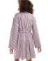 Фото #3 товара ASOS DESIGN mini shirt dress with ruched belt detail in multi stripe