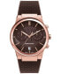 ფოტო #1 პროდუქტის Salvatore Men's Swiss Chronograph Brown Silicone Strap Watch 41mm