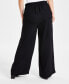 Petite Wide-Leg Side-Zip Career Pants, Created for Macy's Черный, 6P - фото #2