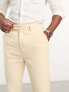 ASOS DESIGN smart tapered wool mix trousers in stone puppytooth