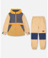 ფოტო #1 პროდუქტის Boy Two Piece Hooded Coat And Pant Mid-Season Set Color block Beige, Grey And Orange - Toddler|Child
