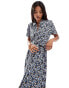 Фото #4 товара Vero Moda buttondown midi dress in navy floral print