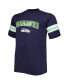 Фото #3 товара Men's College Navy Seattle Seahawks Big and Tall Arm Stripe T-shirt