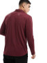 Фото #5 товара ASOS DESIGN long sleeve rib jersey shirt with revere in burgundy