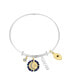 ფოტო #1 პროდუქტის Cubic Zirconia Moon and Star Silver Plated "Dream" 14K Gold Plated Charm Bangle Bracelet