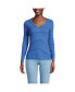 ფოტო #1 პროდუქტის Women's Lightweight Waffle Skimming Long Sleeve Notch Neck T-Shirt