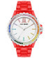 ფოტო #1 პროდუქტის Women's Analog Transparent Red Plastic with Rainbow Crystal Bracelet Watch, 40mm