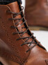 ASOS DESIGN brogue boots in tan leather with natural sole