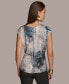 ფოტო #2 პროდუქტის Donna Karan Women's Printed Cap-Sleeve V-Neck Blouse