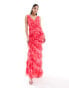 Pretty Lavish ruffle maxi dress in pink and red print