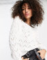 ONLY crew neck pointelle jumper in white weiß, XS - EU 34 - фото #1