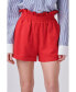 Фото #1 товара Women's Red Linen Cuffed Shorts