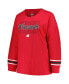 Фото #2 товара Women's Red Wisconsin Badgers Plus Size Triple Script Scoop Neck Long Sleeve T-shirt