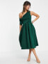 Фото #1 товара ASOS DESIGN bare shoulder prom scuba midi dress in forest green