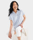Фото #4 товара Women's Cotton Gauze Short-Sleeve Button Up Shirt, Created for Macy's