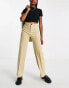 Pull&Bear high waisted tailored straight leg trouser in pale yellow