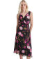 Women's Floral V-Neck Belted Sleeveless Dress