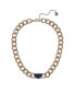 Фото #1 товара Laundry by Shelli Segal gold Tone Chain Link Necklace with Blue Center Stones