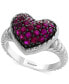 ფოტო #1 პროდუქტის EFFY® Ruby Cluster Heart Ring (1 ct. t.w.) in Sterling Silver