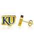 ფოტო #1 პროდუქტის Women's Kansas Jayhawks Gold-Plated Enamel Post Earrings