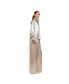 Women's Long Tie Sleeve Rose Gold Shimmer Pleated Tuxedo Top