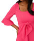 ფოტო #4 პროდუქტის Women's Tie-Front Bell-Sleeve Midi Dress