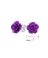 Set of 3 Delicate Floral Blooming 3D carved Pink Purple White Rose Flower Stud Earrings For Women For For Mother Silver Plated