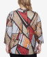 Фото #2 товара Plus Size Park Place Abstract Patchwork Cowl Neck Top