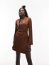 Фото #7 товара Topshop satin mini blazer dress in chocolate