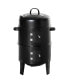 Vertical Charcoal BBQ Smoker, 3-in-1 16" Round Charcoal Barbecue Grill with 2 Cooking Area, and Thermometer for Outdoor Camping Picnic Backyard Cooking, Black