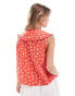 ASOS DESIGN poplin piecrust collar sleeveless blouse in red ditsy kleines, rotes Muster, S - EU 36-38 - фото #3