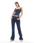 Lioness denim cami corset top with bow detail co-ord in dark blue pinstripe