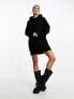Фото #5 товара Miss Selfridge knitted oversized hoodie dress in black